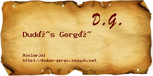 Dudás Gergő névjegykártya